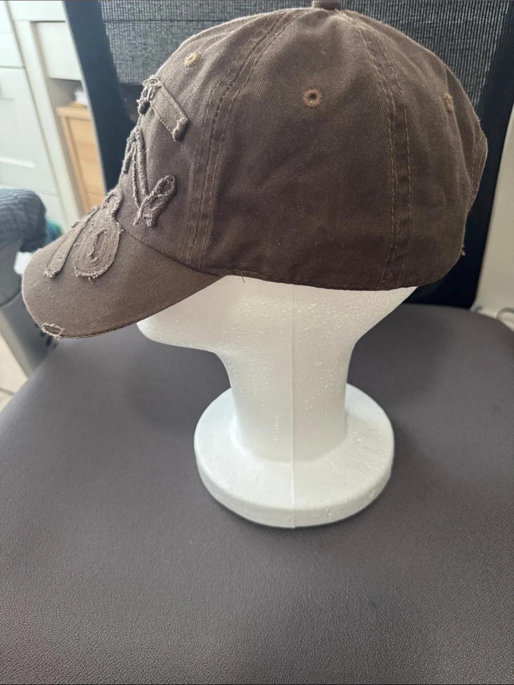 Harley Davidson inspired Brown Distressed Baseball Cap from Costa Rica